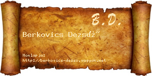 Berkovics Dezső névjegykártya